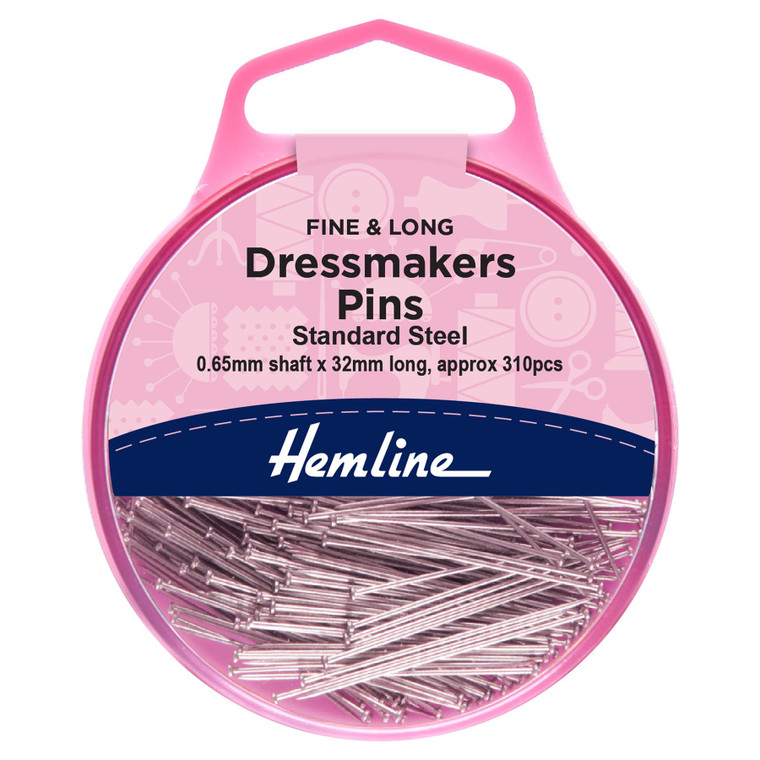 Hemline Dressmakers Pins Standard Steel 0.65mm x 32mm, 310 pcs