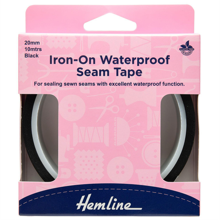 Hemline Iron-on Seam Tape Waterproof 10m x 20mm - Black