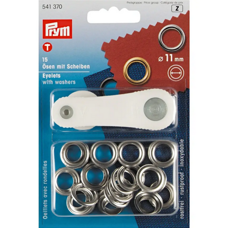Prym 11mm Silver Eyelets With Washers