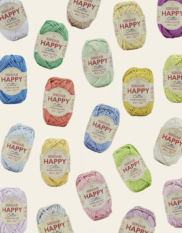 Sirdar Happy Cotton DK 100% Wool 20g ball, available in different colours