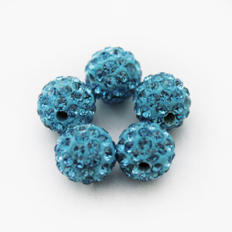 10mm Shamballa Beads - Aquamarine