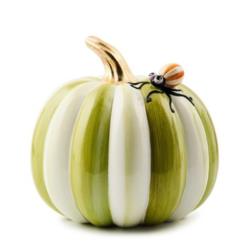 MacKenzie-Childs - Fergal's Friend Spider on Small Moss Stripe Pumpkin