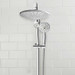 Shower rail kit with rain shower and handheld showerhead on shower wall Shower rail kit with rain shower and handheld showerhead on shower wall
