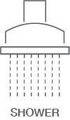 infographic of 1 spray showerhead with a.shower spray