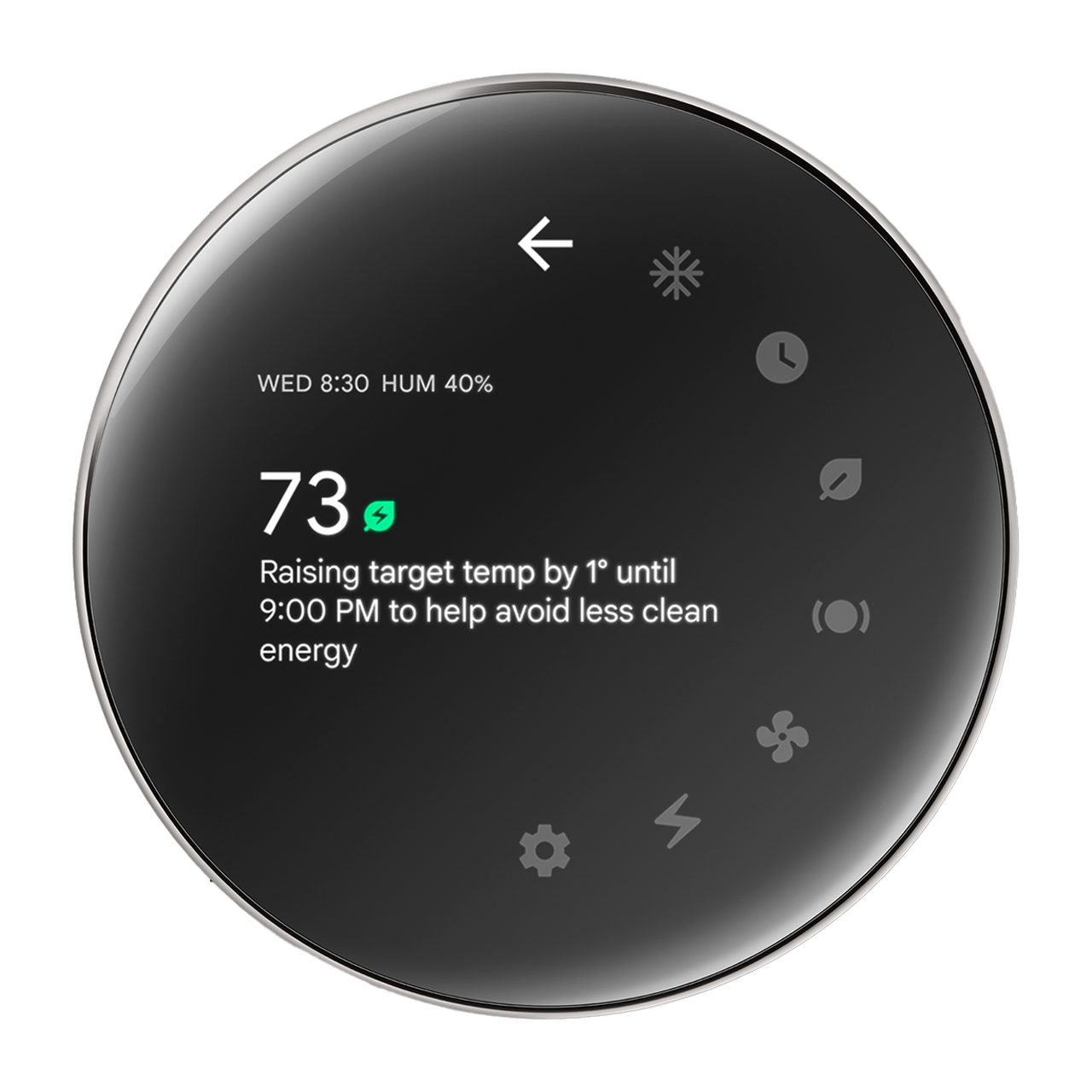 nest learning thermostat with 73 degree temp displayed