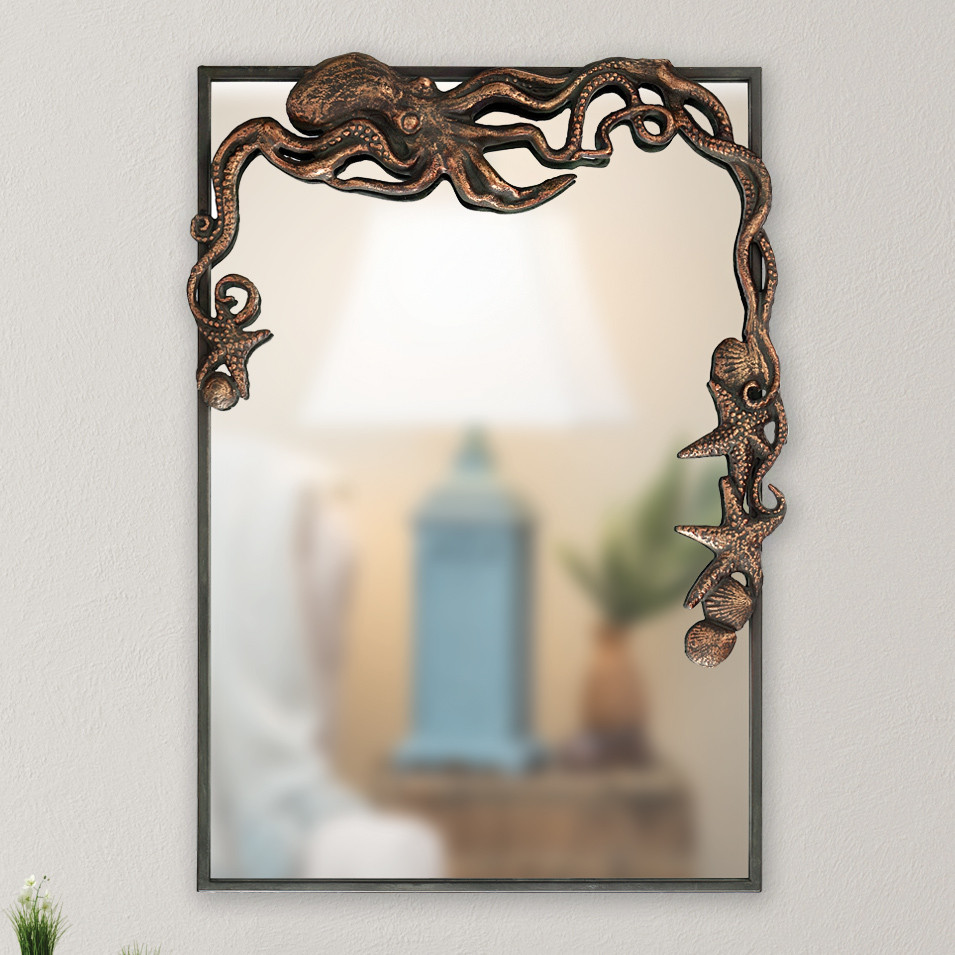 Coastal Mirrors Octopus Oval Wall Mirror Bella Coastal Decor