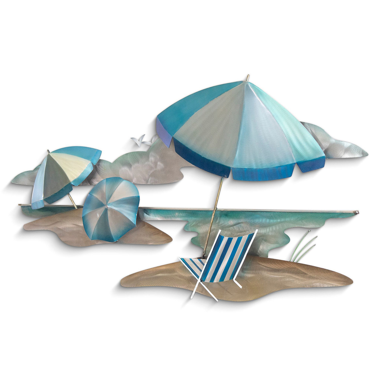 Blue Beach Scene Metal Wall Art | Bella Coastal Decor