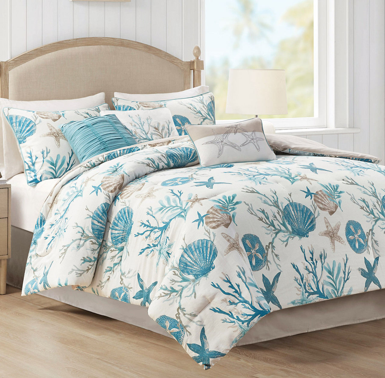 Beach Comforter Sets: King Size Coral & Aqua Reef Comforter Set | Bella ...