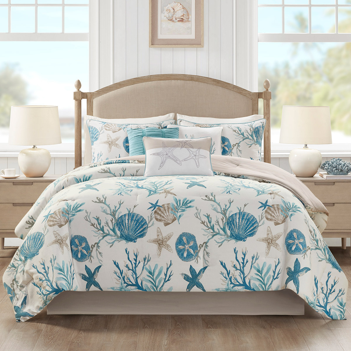 Coralscape Seashell Comforter Set King OVERSTOCK Bella Coastal Decor