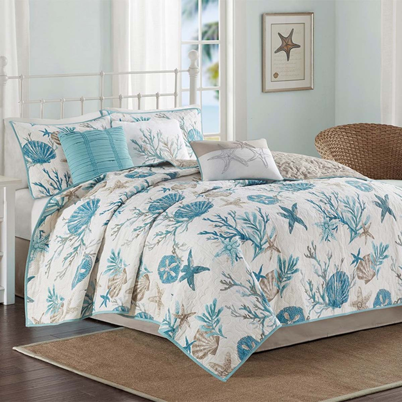 Seashell Bay 6 Piece Quilted Coverlet Set - King/Cal King | Bella ...