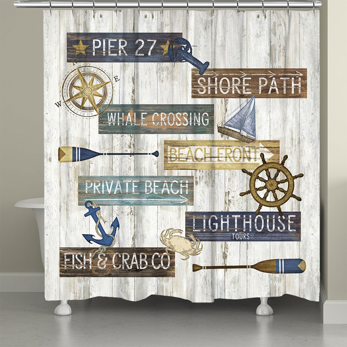 Beach Shower Curtain Beach Rules Shower Curtain Bella Coastal Decor