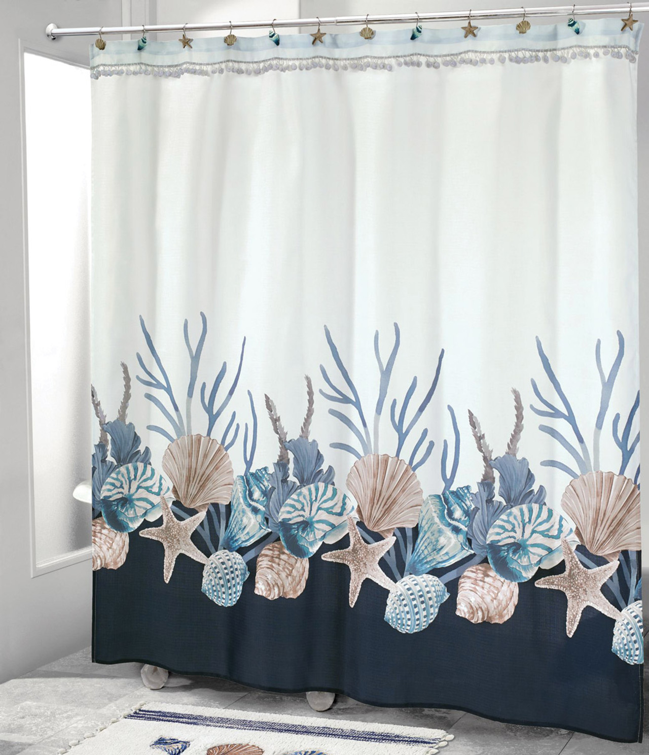 Beachy Themed Shower Curtains Bella Coastal D Cor   Apio86wt4  14971.1619756533 