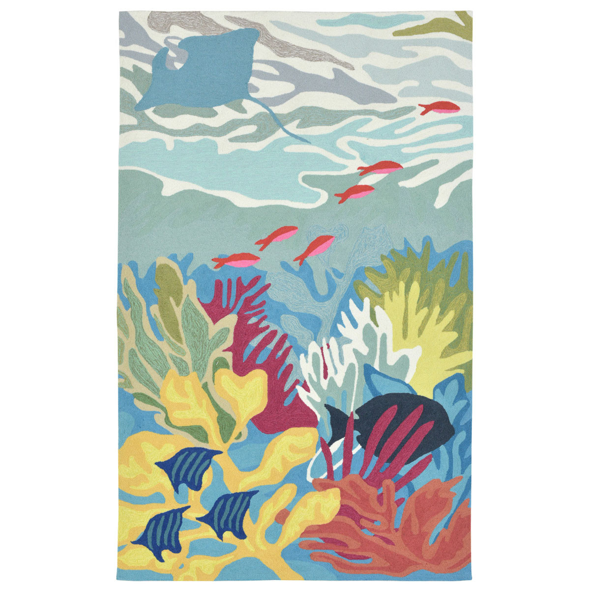 Colorful Sea Life Indoor/Outdoor Rug - 2 x 3 | Bella Coastal Decor