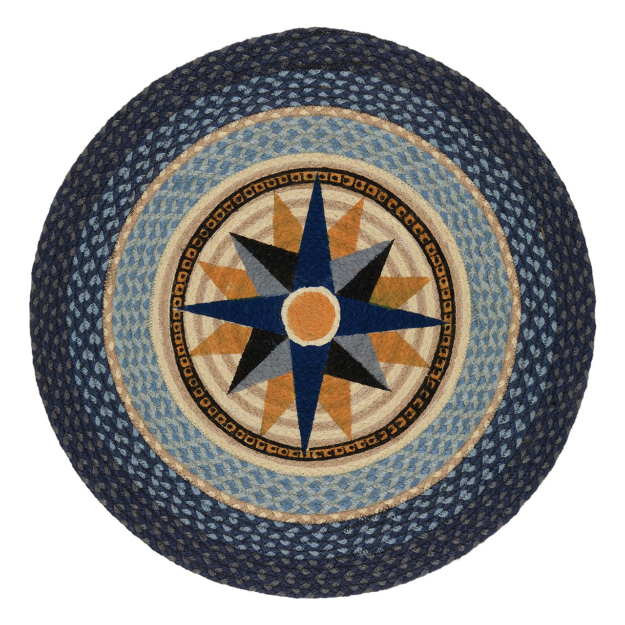 Nautical Compass Round Braided Rug OVERSTOCK Bella Coastal Decor