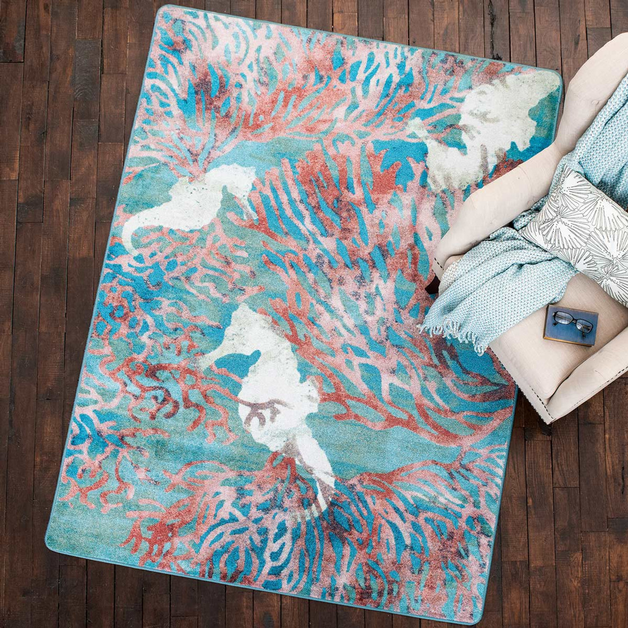 Seahorse Sea Hooked Rug