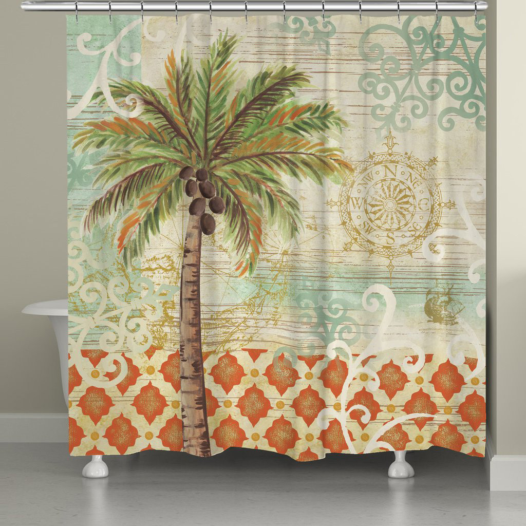 Beach Shower Curtain Palm Bay Shower Curtain Bella Coastal Decor