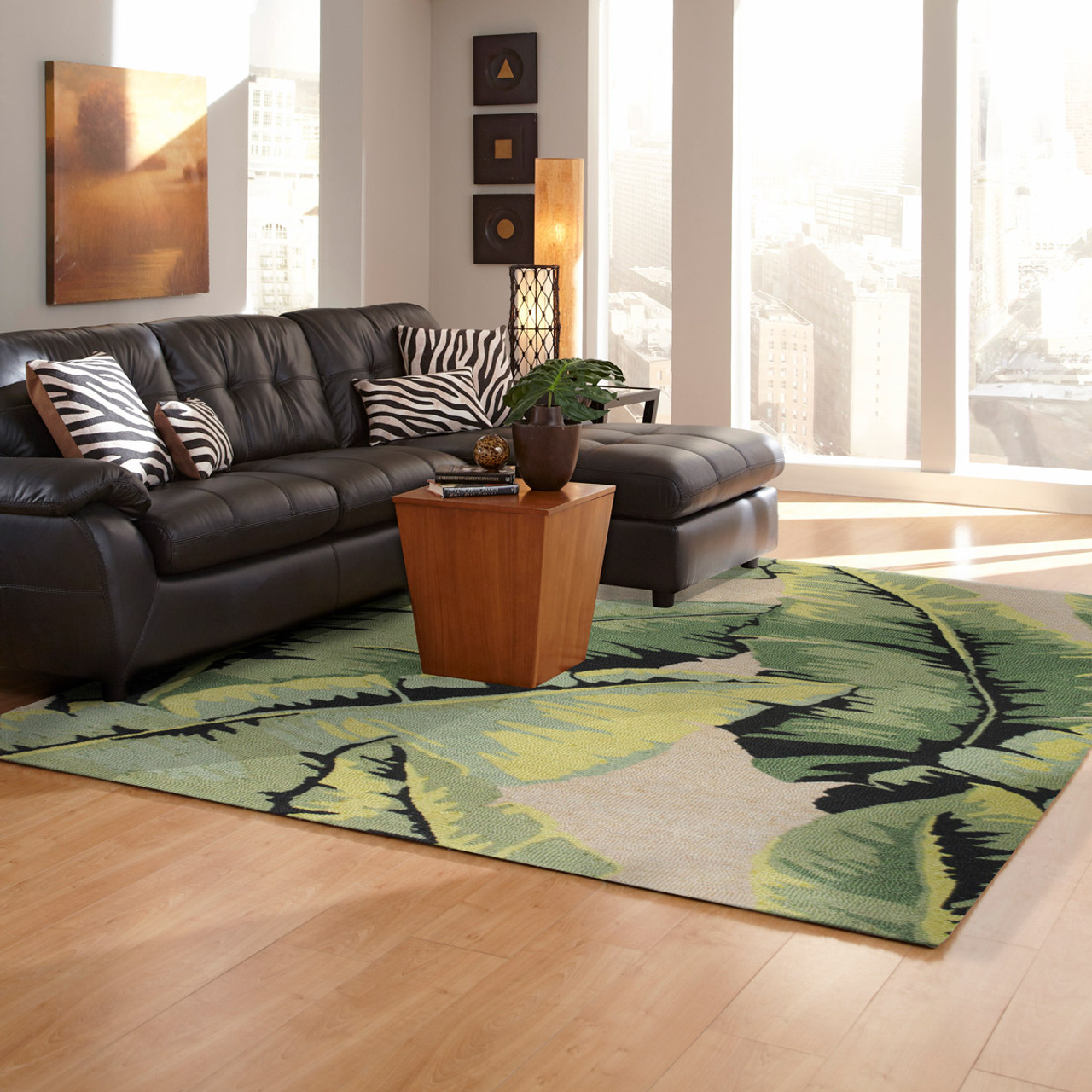 Cabana Palm Green Indoor/Outdoor Rug - 8 x 10 | Bella Coastal Decor