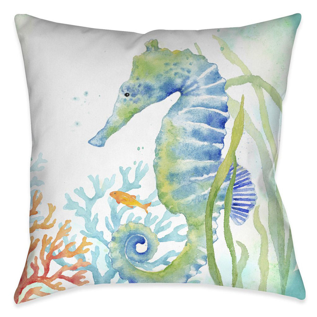 Swimming Seahorse 18 x 18 Outdoor Pillow | Bella Coastal Decor