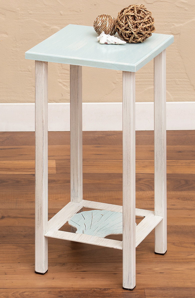 Weathered Blue Seashell Accent Table | Bella Coastal Decor