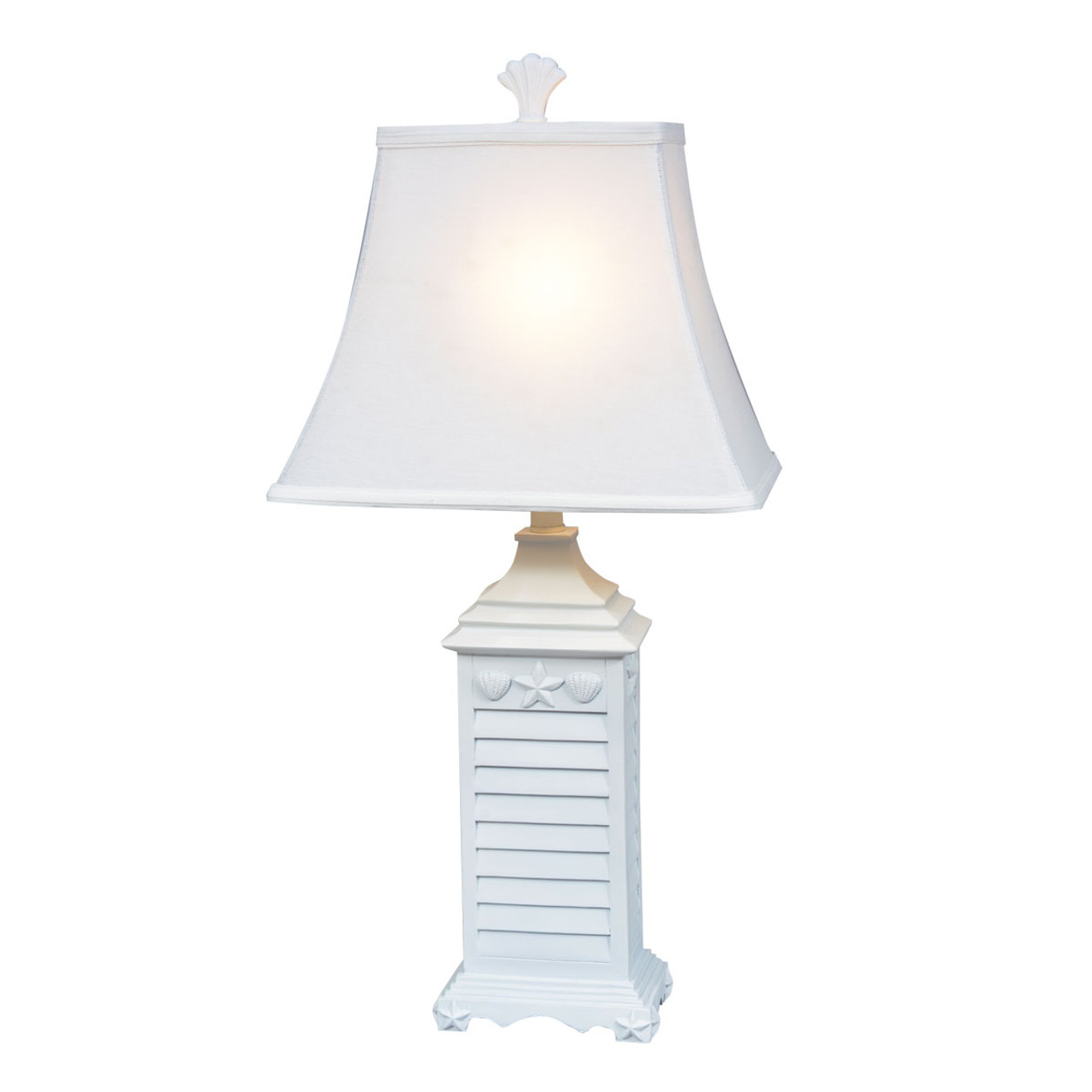 coastal shutter table lamp in white