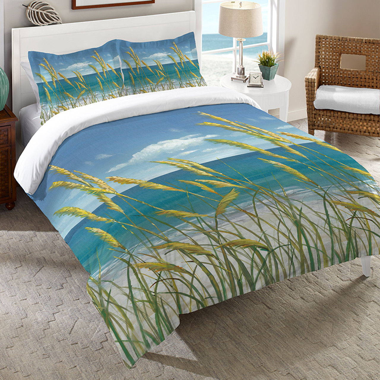 Beach Comforters: King Size Windy Seagrass Comforter | Bella Coastal Decor