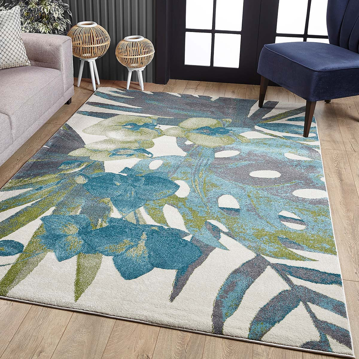 Kauai Flowers Rug 5 x 8 Bella Coastal Decor
