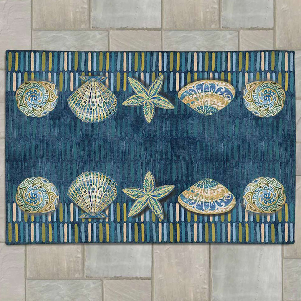 Stylized Shells Outdoor Rug - 5 x 7 | Bella Coastal Decor
