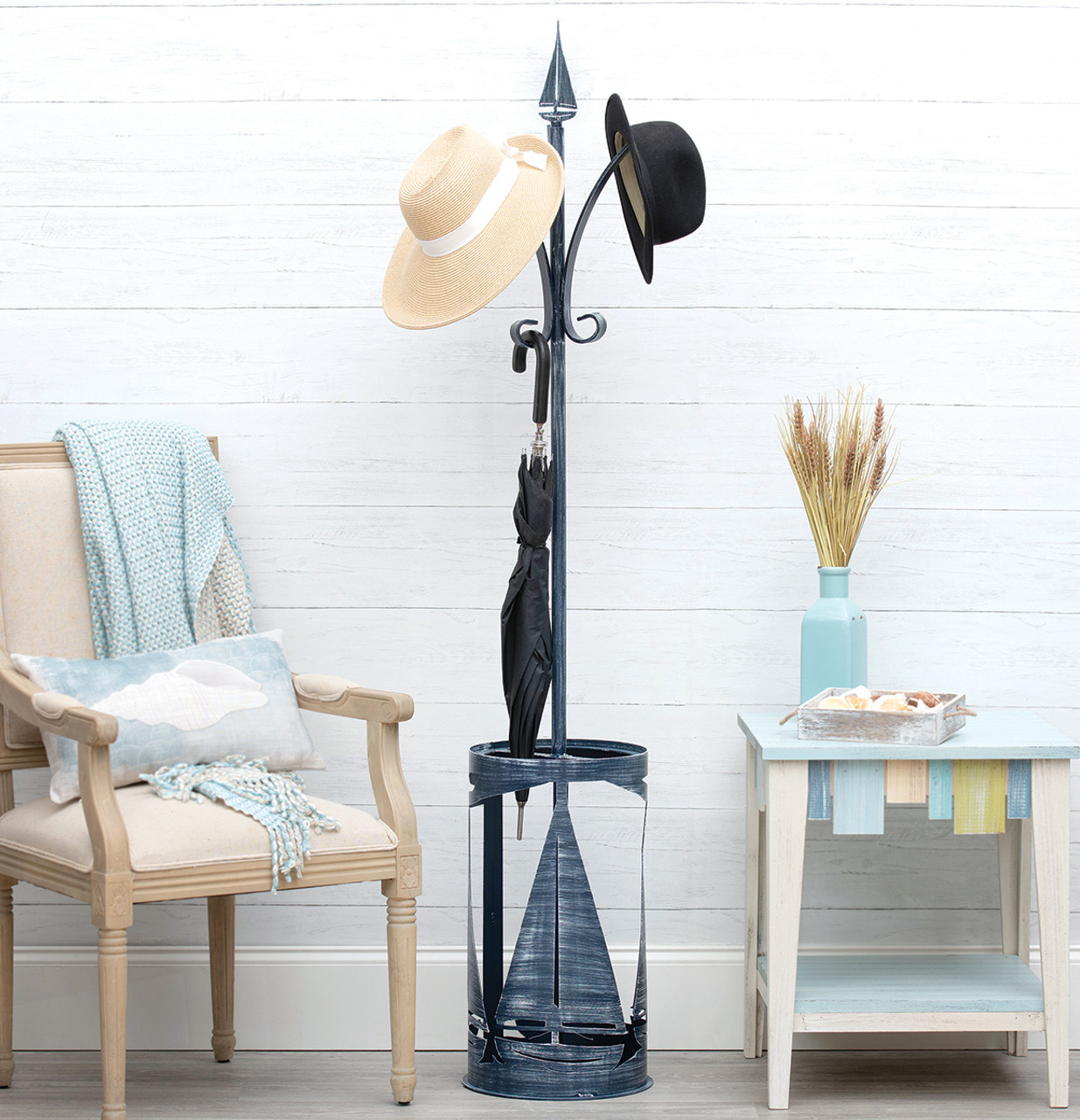 Sailboat Coat Tree / Umbrella Stand Bella Coastal Decor