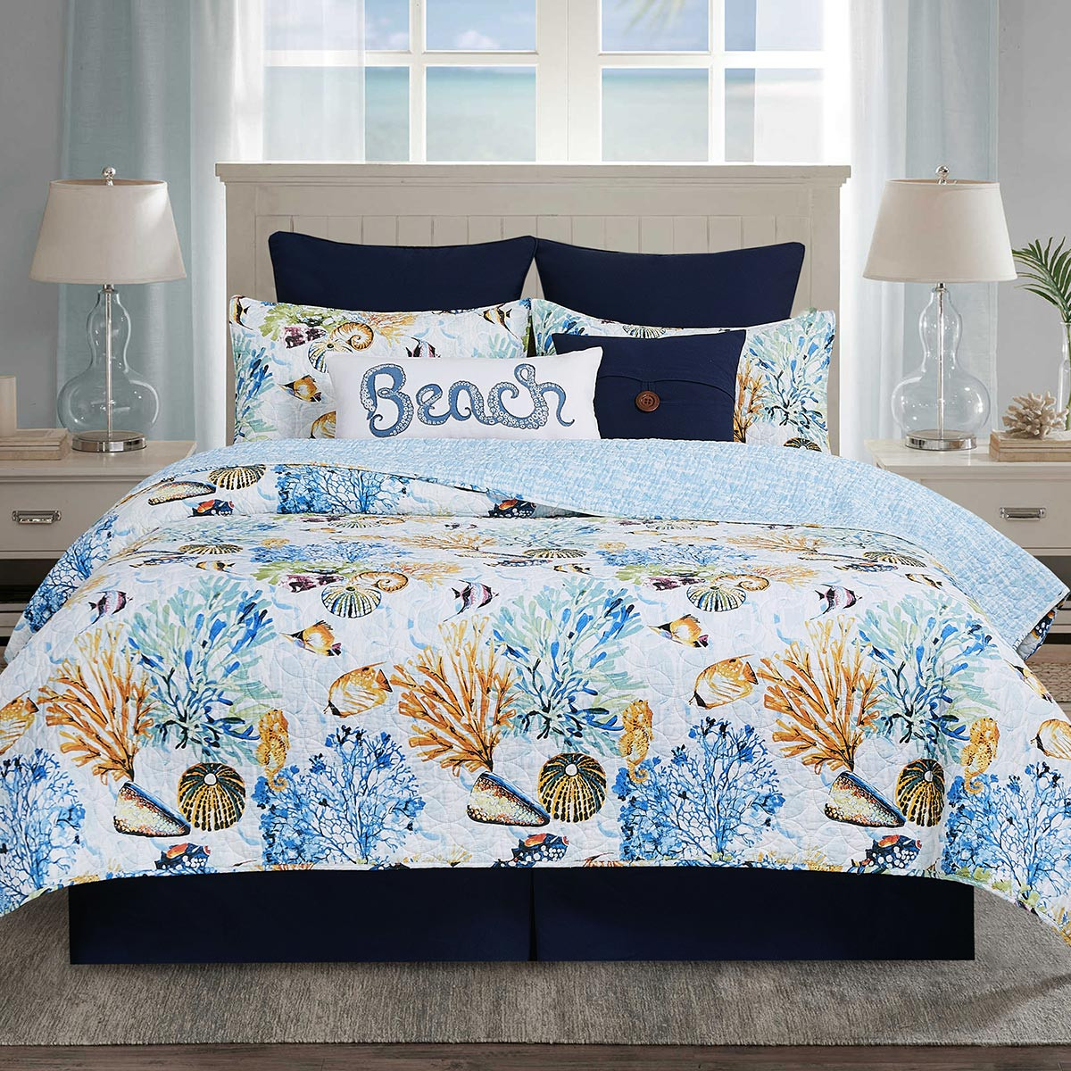 Tropical Reef Quilt Bed Set Full/Queen OVERSTOCK Bella Coastal Decor