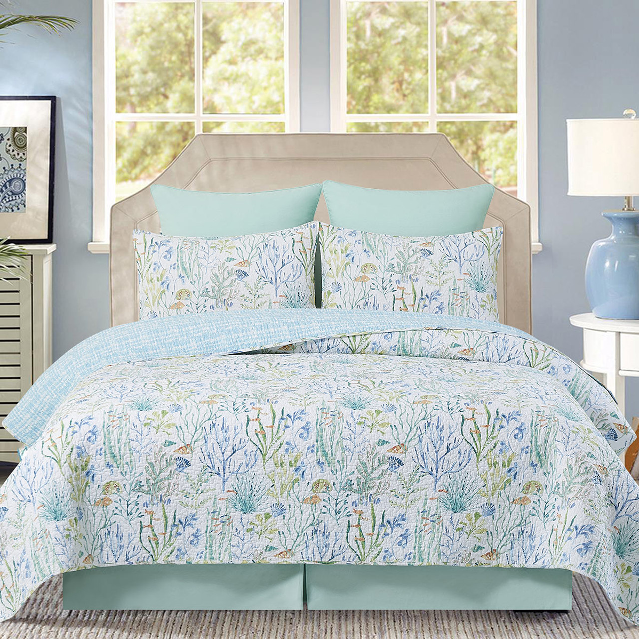 Coral Gardens Quilt Bed Set - King | Bella Coastal Decor