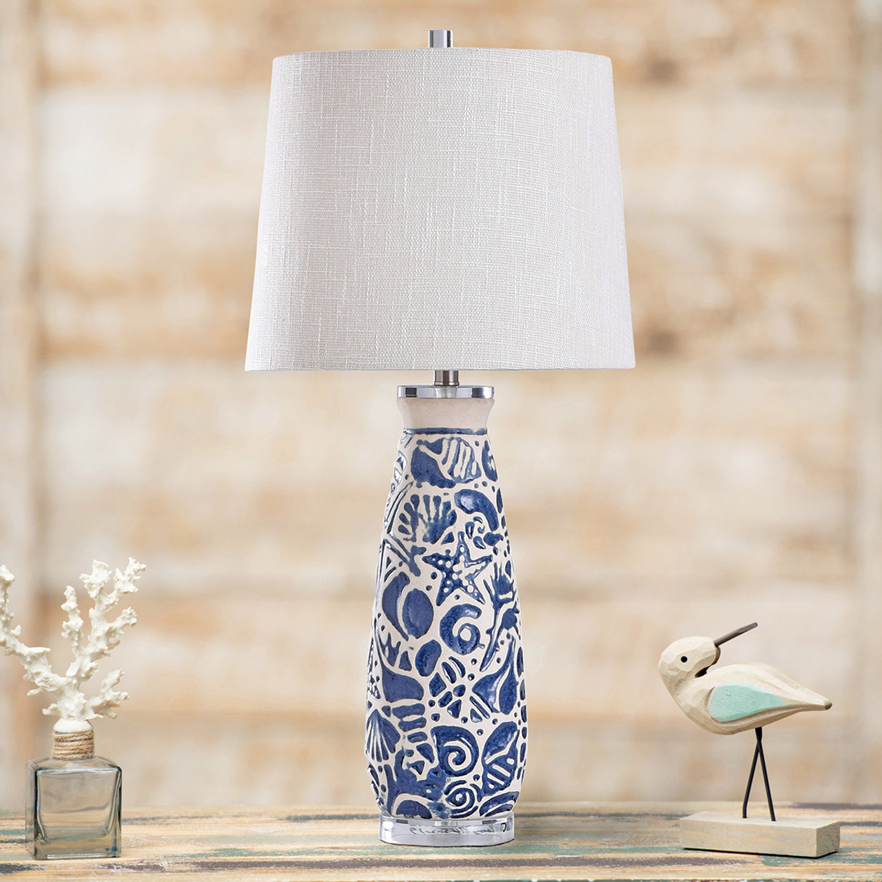 blue beach lamps