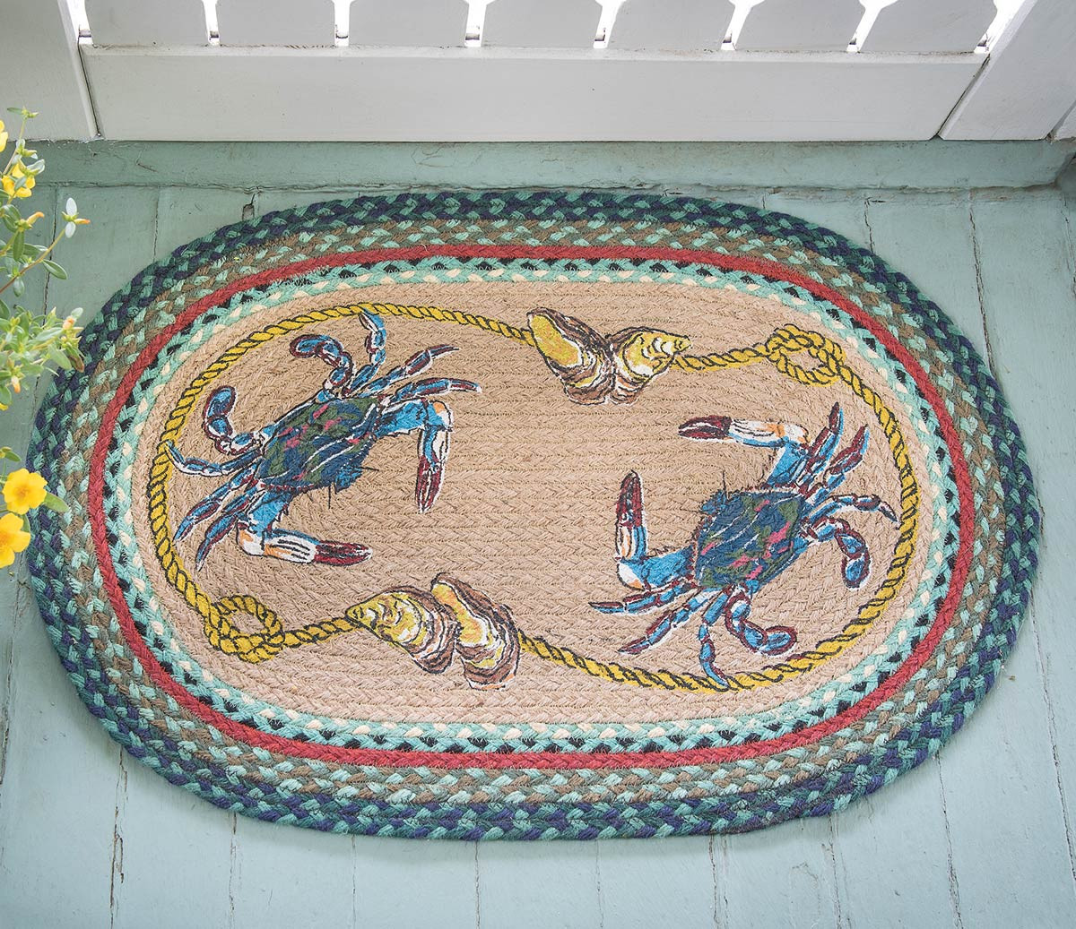 Accent Rugs Blue Crab Oval Patch Rug Bella Coastal Decor