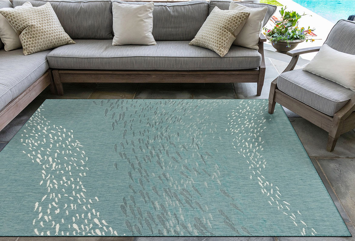 Cabo Fish Aqua Indoor/Outdoor Rug - 5 x 8 | Bella Coastal Decor