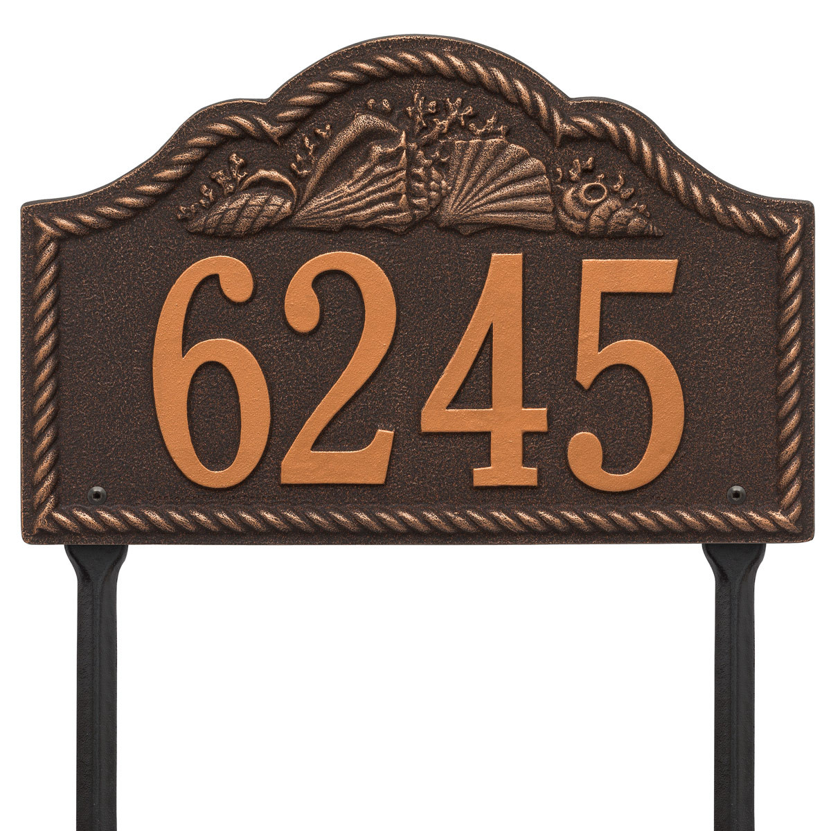 Rope and Shell Lawn Address Plaque Oil Rubbed Bronze Bella Coastal
