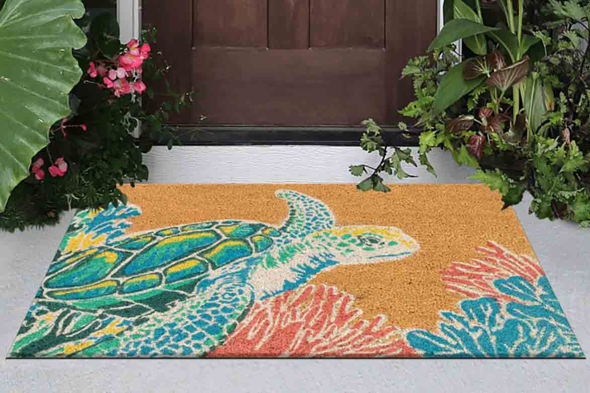 Sea Turtle Reef Coir Mat 2 x 3 Bella Coastal Decor