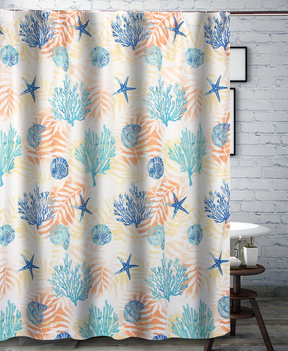 Beach Shower Curtain Coral Chevron Shower Curtain Bella Coastal Decor