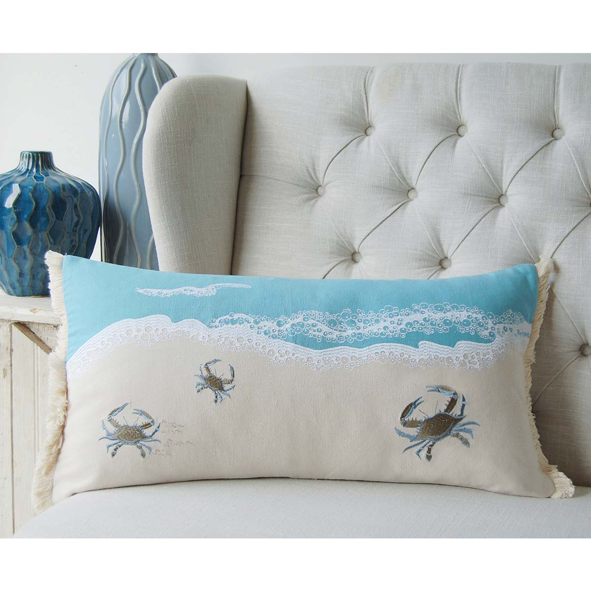 Beach Sandpipers Lumbar Pillow Bella Coastal Decor