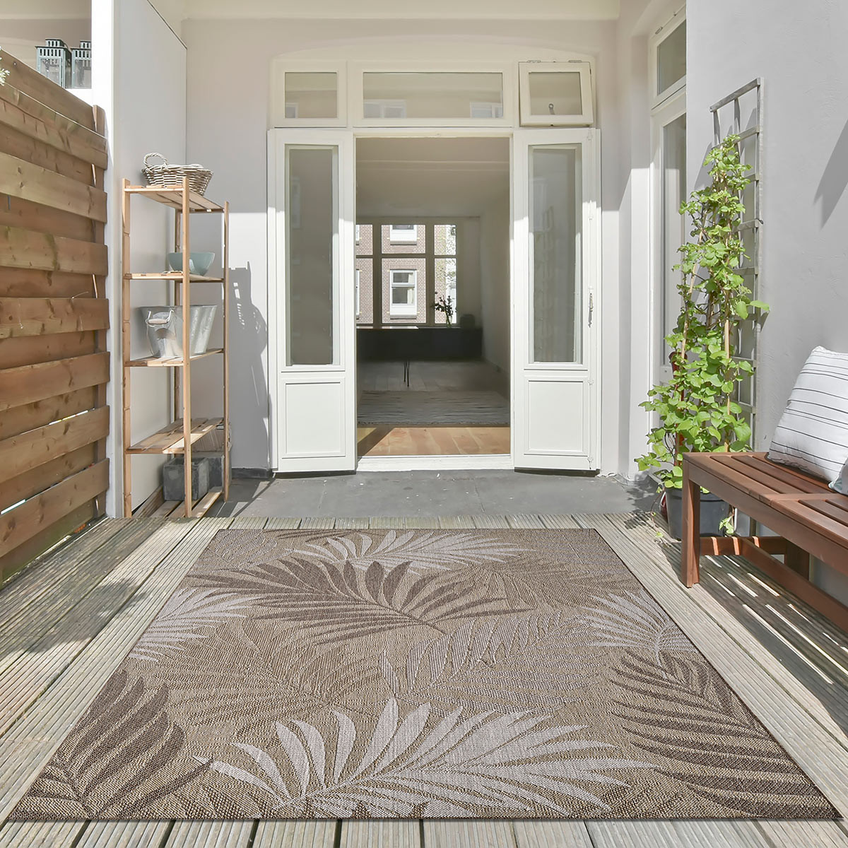 Tropical Neutral Indoor/Outdoor Rug - 2 x 3 | Bella Coastal Decor