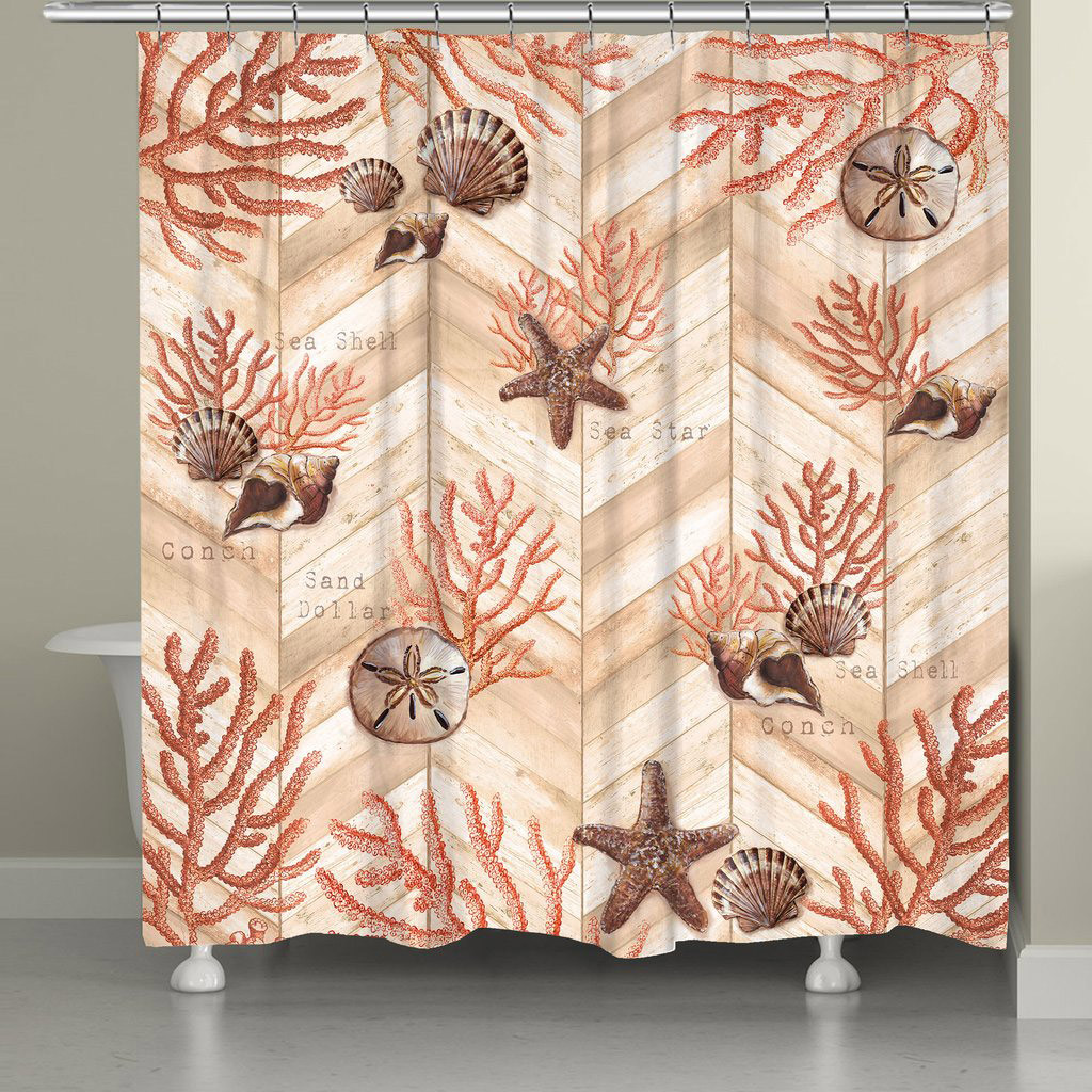 Beach Shower Curtain Coral Chevron Shower Curtain Bella Coastal Decor