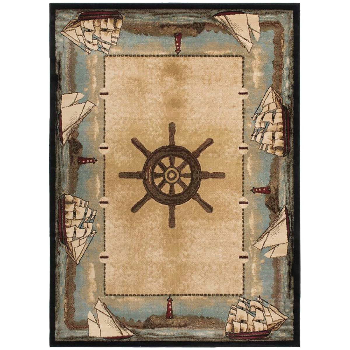 Nautical Area Rugs 5 x 7 Sailing the Seas Rug Bella Coastal Decor