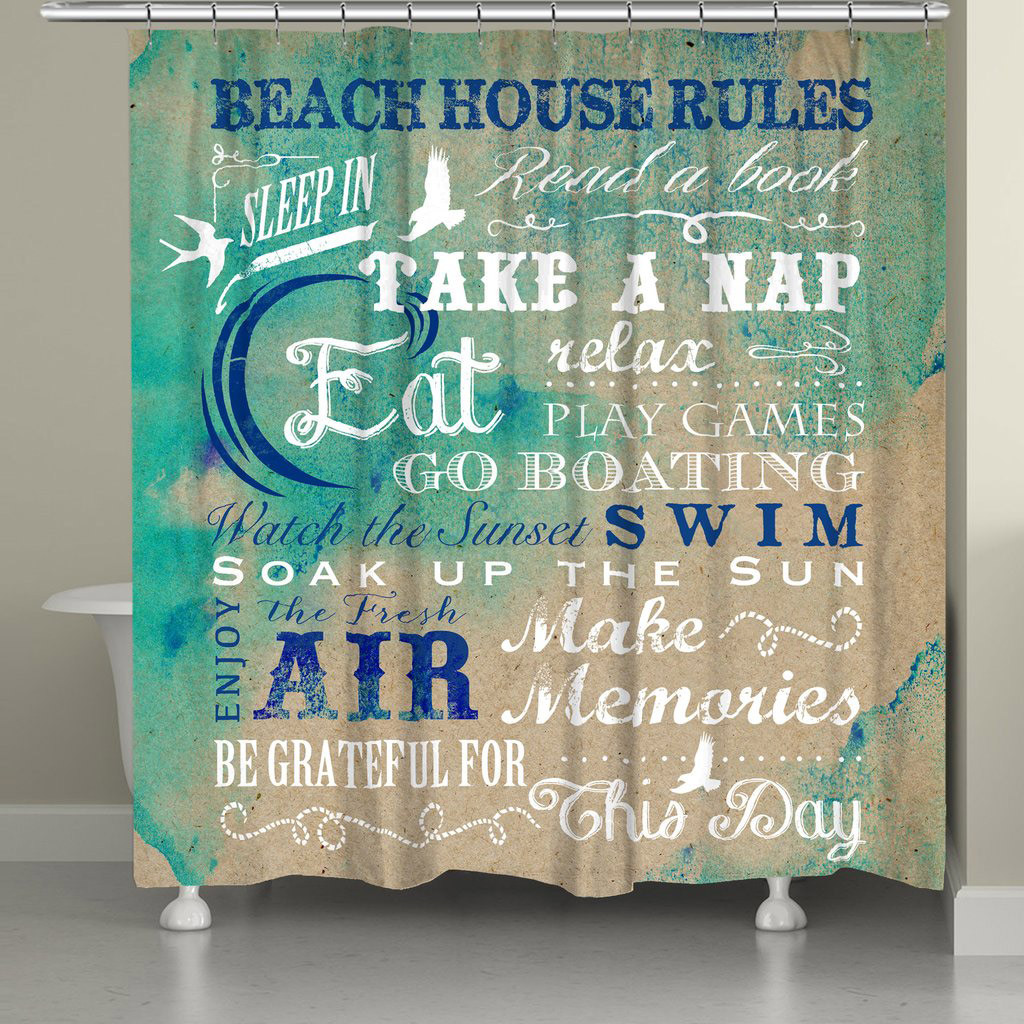 Beach Shower Curtain Beach Rules Shower Curtain Bella Coastal Decor