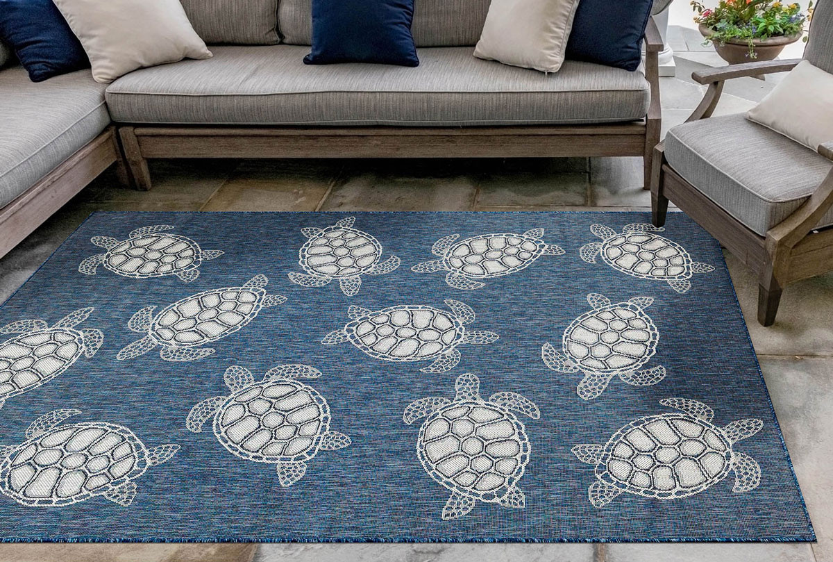 Marisol Bay Navy Indoor/Outdoor Rug - 5 x 8 | Bella Coastal Decor