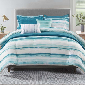Seaside Dreams Aqua 8 Piece Comforter Set Full Queen Bella Coastal Decor