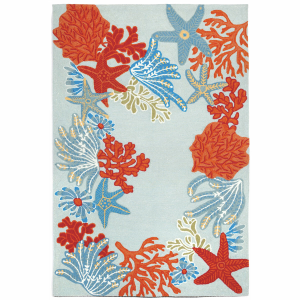 Blue and Coral Stars Indoor/Outdoor Rug Collection