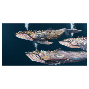 Whale Migration Indigo Wall Art