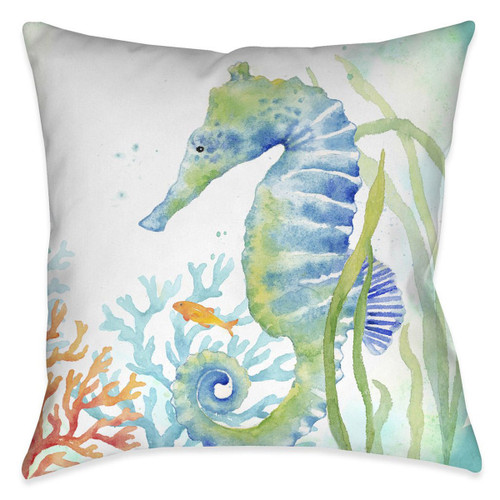 Swimming Seahorse 20 x 20 Outdoor Pillow