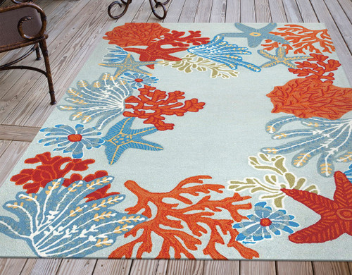 Seaside Party Aqua Indoor/Outdoor Rug Collection