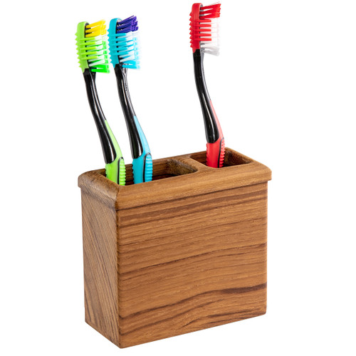 Teak Rectangular Toothbrush Holder