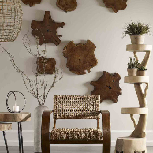 Teak Wood Wall Art - Set of 3