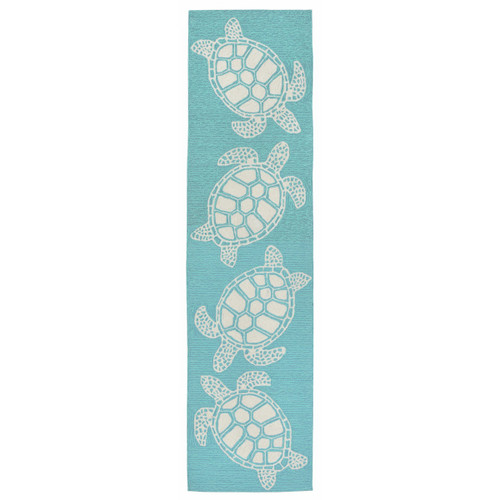 Turtle Time Blue Indoor/Outdoor Rug - 2 x 8